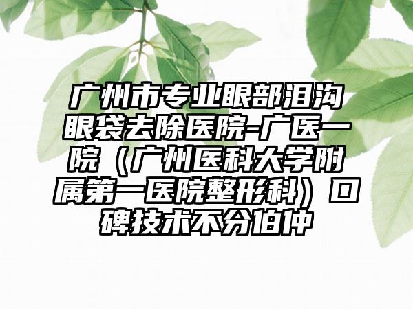 广州市专业眼部泪沟眼袋去除医院-广医一院（广州医科大学附属第一医院整形科）口碑技术不分伯仲