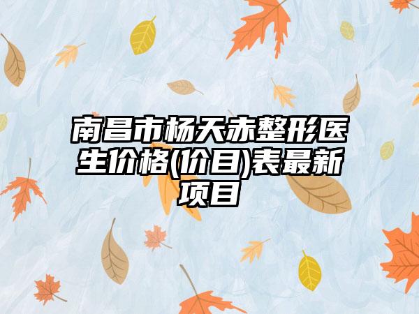 南昌市杨天赤整形医生价格(价目)表最新项目