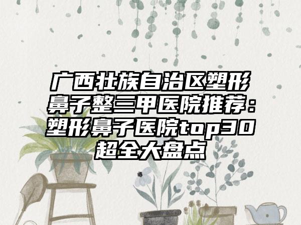广西壮族自治区塑形鼻子整三甲医院推荐：塑形鼻子医院top30超全大盘点