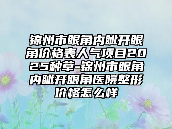 锦州市眼角内眦开眼角价格表人气项目2025种草-锦州市眼角内眦开眼角医院整形价格怎么样