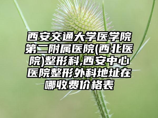 西安交通大学医学院第二附属医院(西北医院)整形科,西安中心医院整形外科地址在哪收费价格表