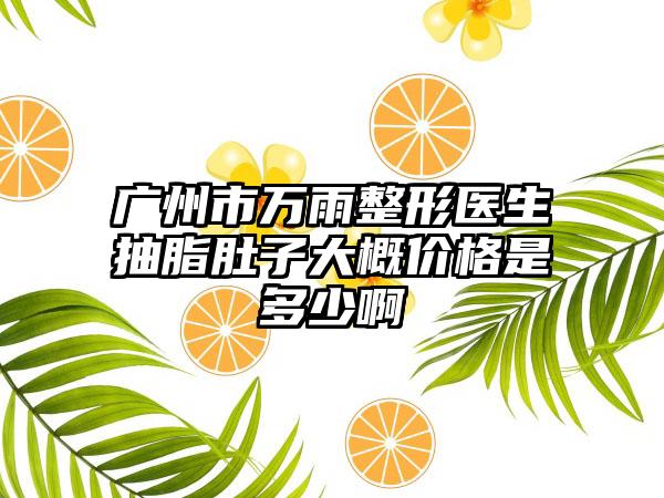 广州市万雨整形医生抽脂肚子大概价格是多少啊