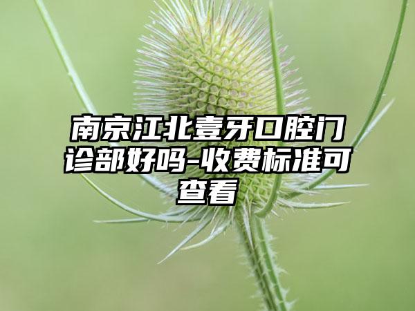 南京江北壹牙口腔门诊部好吗-收费标准可查看