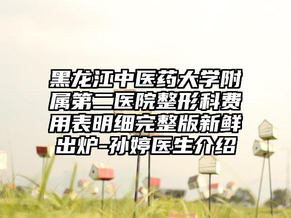 黑龙江中医药大学附属第二医院整形科费用表明细完整版新鲜出炉-孙婷医生介绍