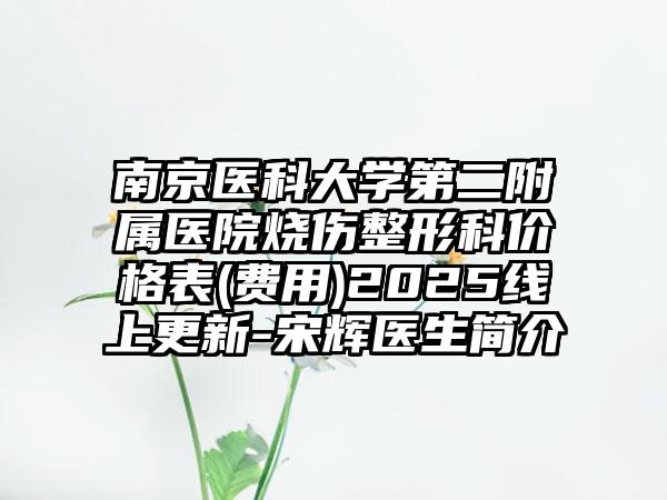 南京医科大学第二附属医院烧伤整形科价格表(费用)2025线上更新-宋辉医生简介