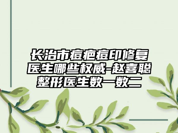 长治市痘疤痘印修复医生哪些权威-赵喜聪整形医生数一数二