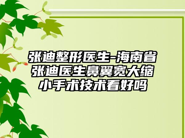张迪整形医生-海南省张迪医生鼻翼宽大缩小手术技术看好吗