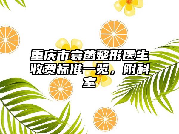 重庆市袁菡整形医生收费标准一览，附科室