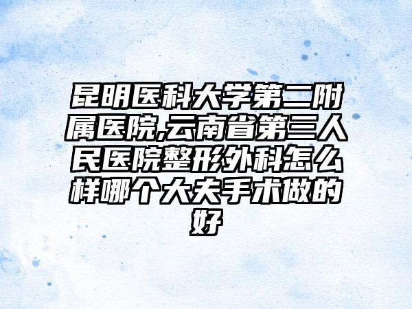 昆明医科大学第二附属医院,云南省第三人民医院整形外科怎么样哪个大夫手术做的好