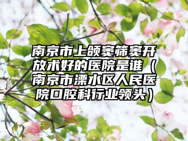 南京市上颌窦筛窦开放术好的医院是谁（南京市溧水区人民医院口腔科行业领头）