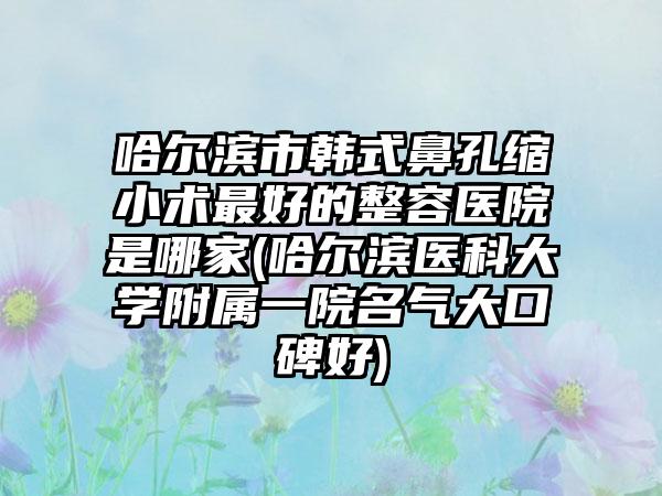 哈尔滨市韩式鼻孔缩小术最好的整容医院是哪家(哈尔滨医科大学附属一院名气大口碑好)