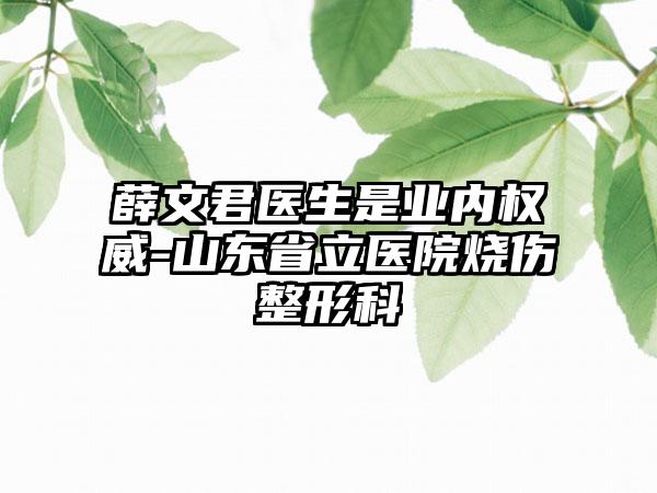 薛文君医生是业内权威-山东省立医院烧伤整形科