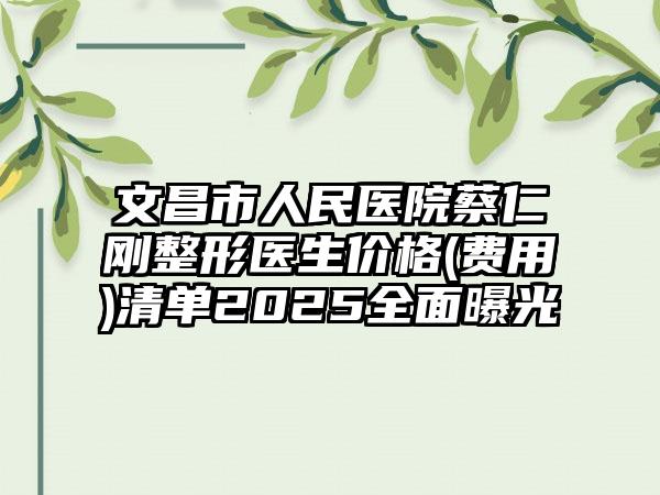 文昌市人民医院蔡仁刚整形医生价格(费用)清单2025全面曝光