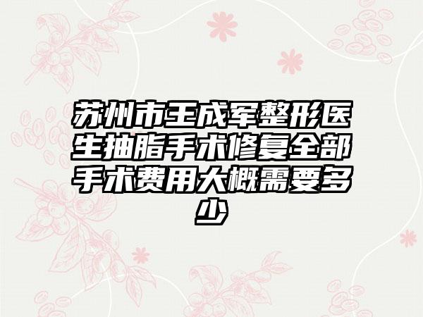 苏州市王成军整形医生抽脂手术修复全部手术费用大概需要多少