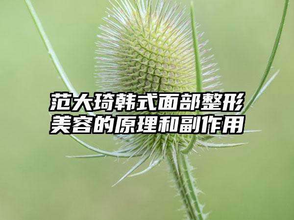 范大琦韩式面部整形美容的原理和副作用