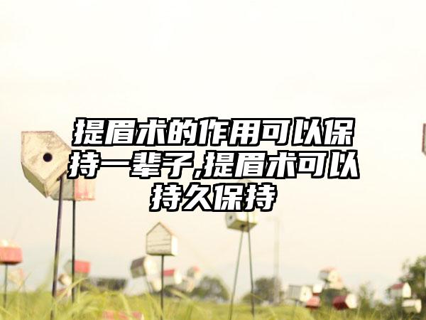 提眉术的作用可以保持一辈子,提眉术可以持久保持