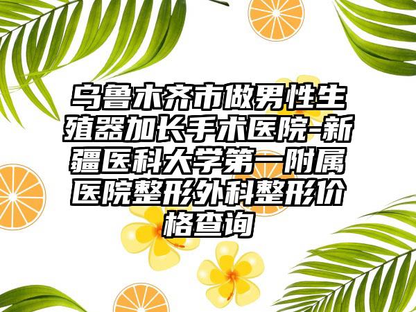 乌鲁木齐市做男性生殖器加长手术医院-新疆医科大学第一附属医院整形外科整形价格查询