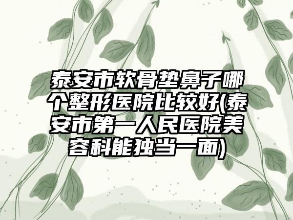 泰安市软骨垫鼻子哪个整形医院比较好(泰安市第一人民医院美容科能独当一面)