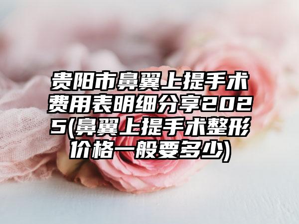 贵阳市鼻翼上提手术费用表明细分享2025(鼻翼上提手术整形价格一般要多少)