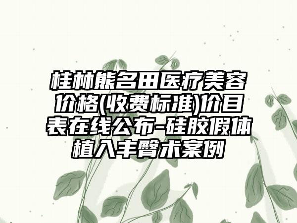 桂林熊名田医疗美容价格(收费标准)价目表在线公布-硅胶假体植入丰臀术案例