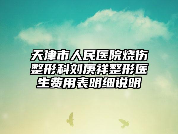 天津市人民医院烧伤整形科刘庚祥整形医生费用表明细说明