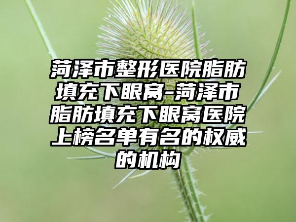 菏泽市整形医院脂肪填充下眼窝-菏泽市脂肪填充下眼窝医院上榜名单有名的权威的机构