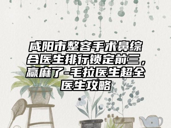 咸阳市整容手术鼻综合医生排行锁定前三，赢麻了-毛拉医生超全医生攻略