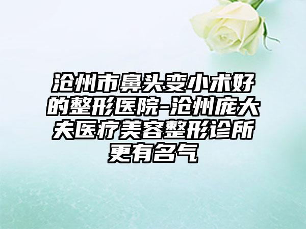 沧州市鼻头变小术好的整形医院-沧州庞大夫医疗美容整形诊所更有名气