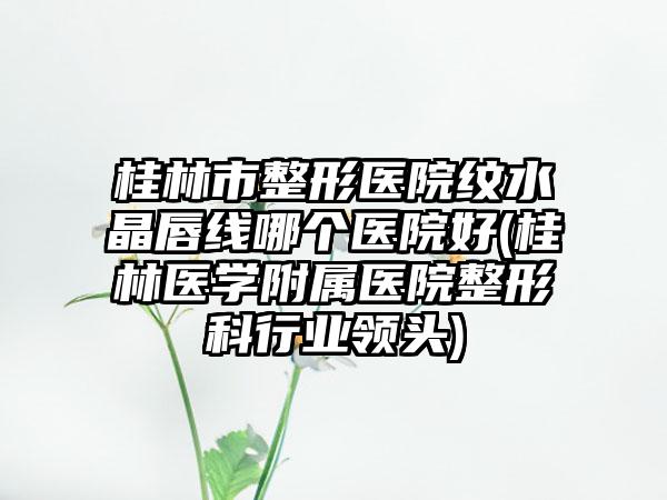 桂林市整形医院纹水晶唇线哪个医院好(桂林医学附属医院整形科行业领头)