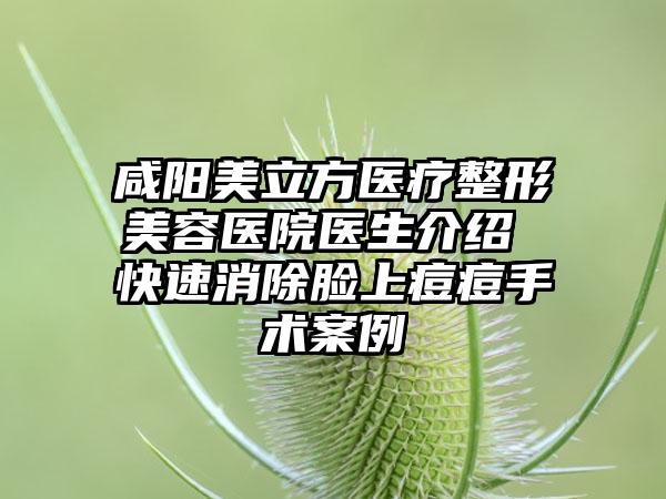 咸阳美立方医疗整形美容医院医生介绍 快速消除脸上痘痘手术案例