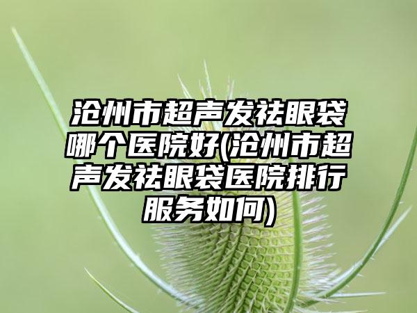 沧州市超声发祛眼袋哪个医院好(沧州市超声发祛眼袋医院排行服务如何)