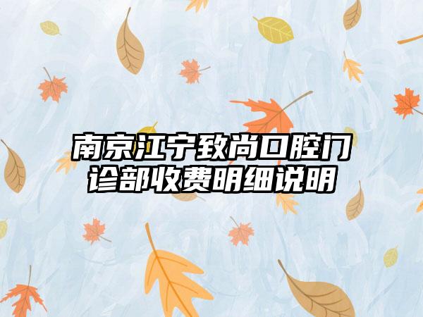 南京江宁致尚口腔门诊部收费明细说明