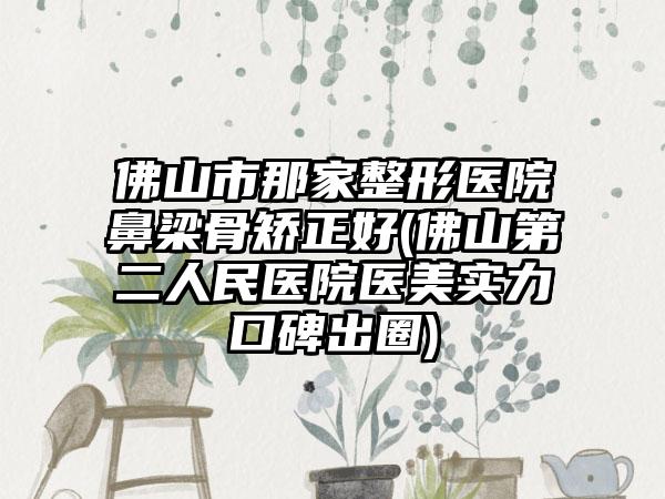 佛山市那家整形医院鼻梁骨矫正好(佛山第二人民医院医美实力口碑出圈)