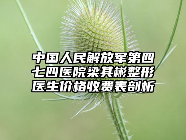 中国人民解放军第四七四医院梁其彬整形医生价格收费表剖析