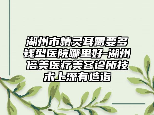湖州市精灵耳需要多钱型医院哪里好-湖州倍美医疗美容诊所技术上深有造诣