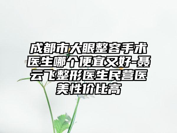 成都市大眼整容手术医生哪个便宜又好-聂云飞整形医生民营医美性价比高