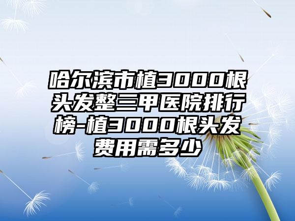 哈尔滨市植3000根头发整三甲医院排行榜-植3000根头发费用需多少