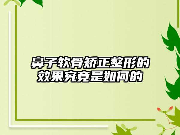 鼻子软骨矫正整形的效果究竟是如何的