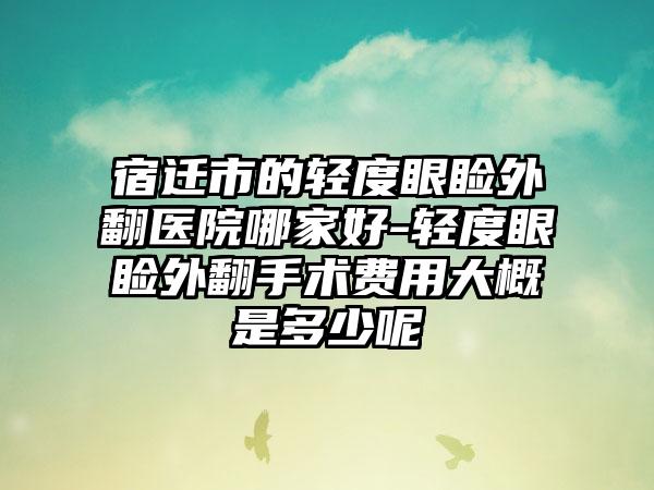 宿迁市的轻度眼睑外翻医院哪家好-轻度眼睑外翻手术费用大概是多少呢