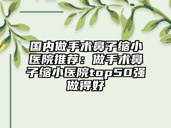 国内做手术鼻子缩小医院推荐：做手术鼻子缩小医院top50强做得好