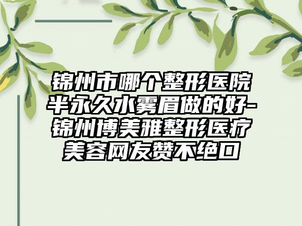 锦州市哪个整形医院半永久水雾眉做的好-锦州博美雅整形医疗美容网友赞不绝口