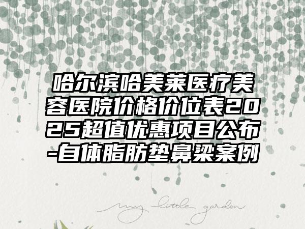 哈尔滨哈美莱医疗美容医院价格价位表2025超值优惠项目公布-自体脂肪垫鼻梁案例