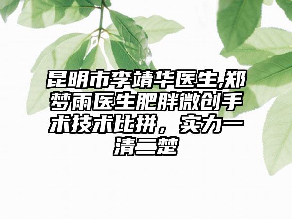 昆明市李靖华医生,郑梦雨医生肥胖微创手术技术比拼，实力一清二楚