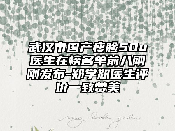 武汉市国产瘦脸50u医生在榜名单前八刚刚发布-郑学恕医生评价一致赞美