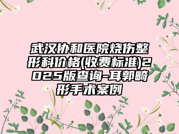 武汉协和医院烧伤整形科价格(收费标准)2025版查询-耳郭畸形手术案例