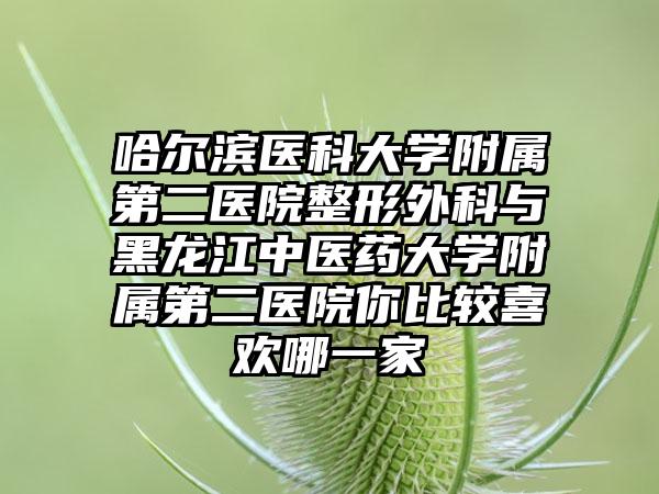 哈尔滨医科大学附属第二医院整形外科与黑龙江中医药大学附属第二医院你比较喜欢哪一家