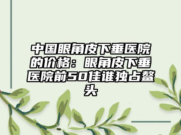 中国眼角皮下垂医院的价格：眼角皮下垂医院前50佳谁独占鳌头