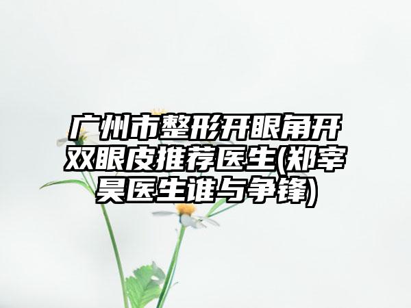 广州市整形开眼角开双眼皮推荐医生(郑宰昊医生谁与争锋)
