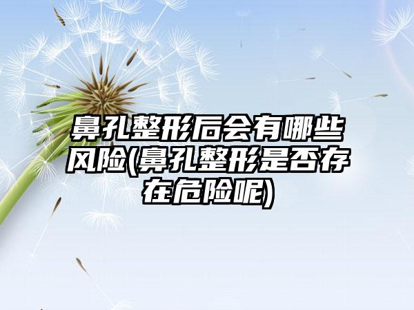鼻孔整形后会有哪些风险(鼻孔整形是否存在危险呢)
