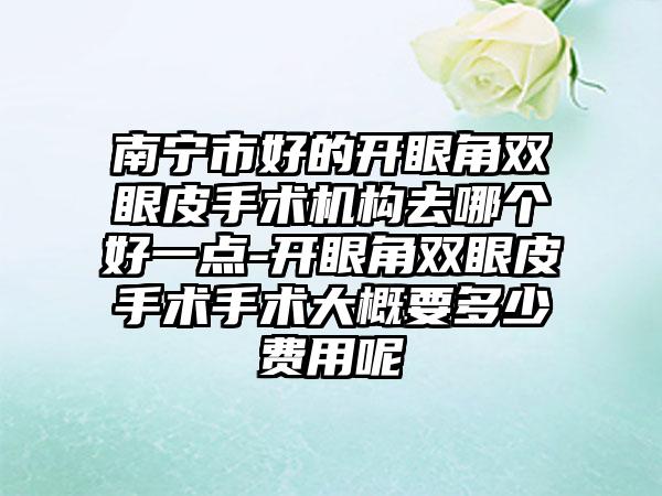 南宁市好的开眼角双眼皮手术机构去哪个好一点-开眼角双眼皮手术手术大概要多少费用呢